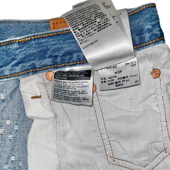 Levis 501 Button Fly High Rise Distressed Frayed Dottie Blues Denim Shorts 29 - Picture 10 of 13